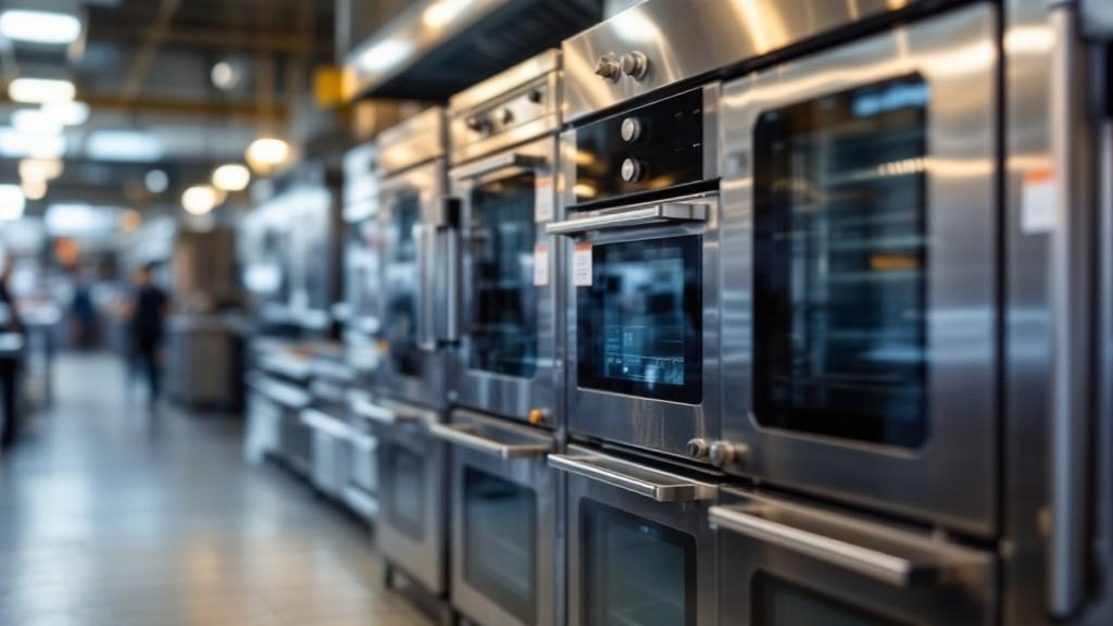 Showroom de equipamiento gastronómico con cocinas industriales y heladeras comerciales
