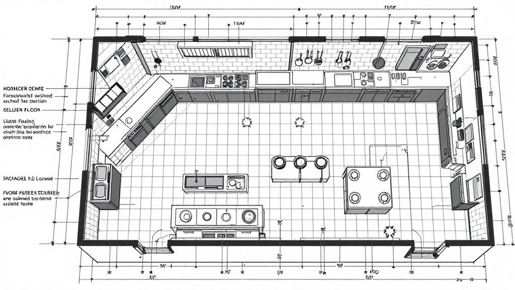 Plano de cocina comercial