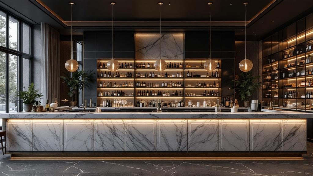 Render de barra de restaurante